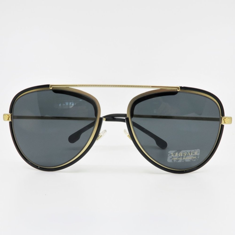 VERSACE MOD 2193 1428/87 Unisex Aviator Black/Gold - Picture 2 of 7